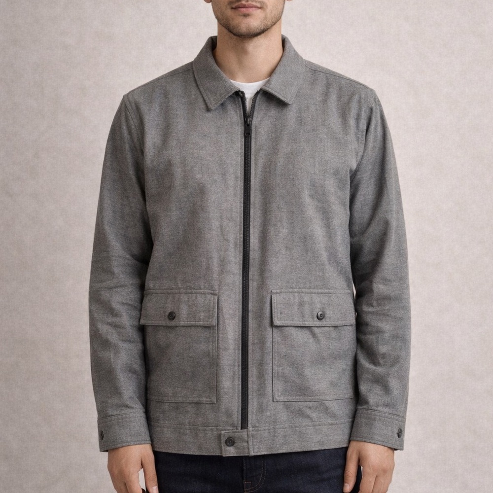 Express Gray Zip Front Utility Jacket Size Small … - image 1